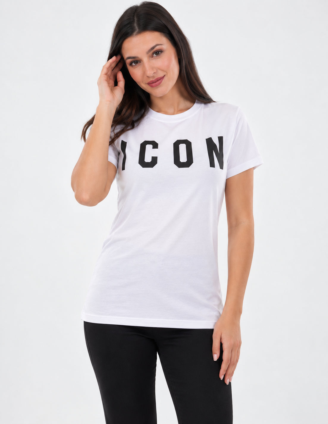 T-shirt Icon donna manica corta logo glitter