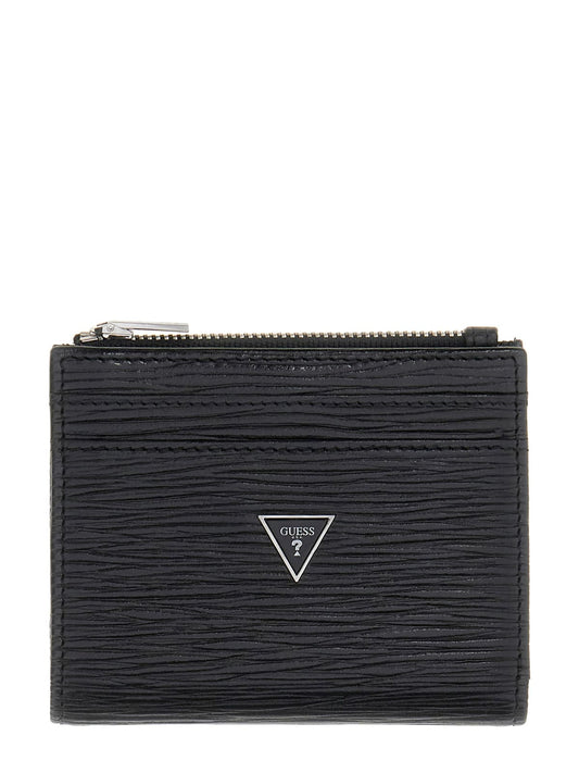 Portafoglio Milano Guess uomo bifold zip pelle tessuto