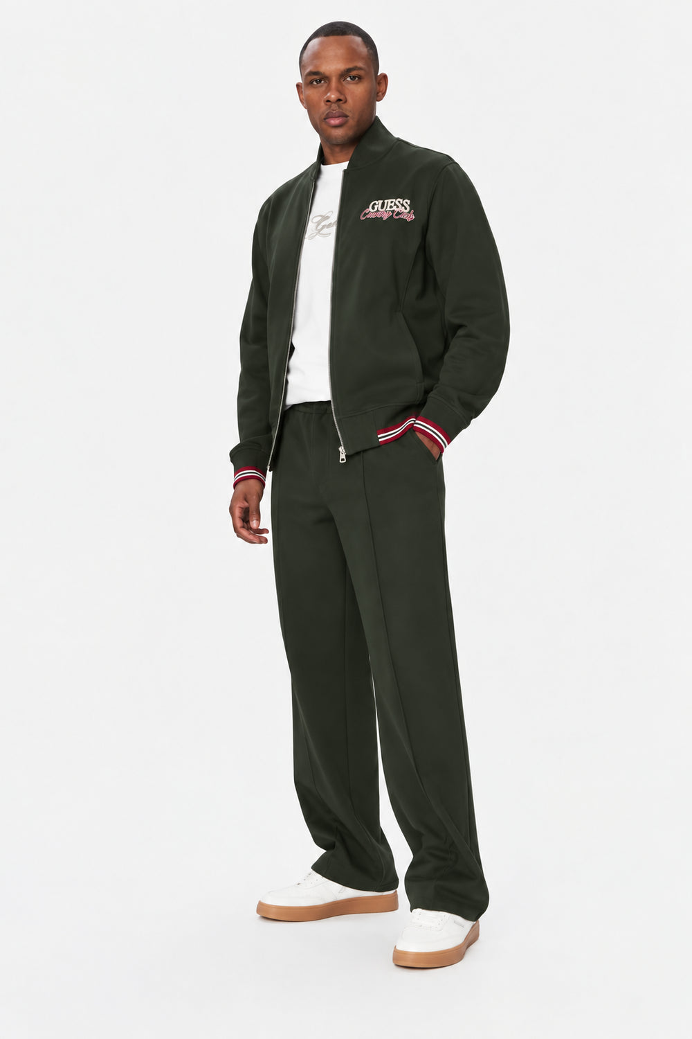 Felpa Guess uomo zip integrale manica lunga dettagli