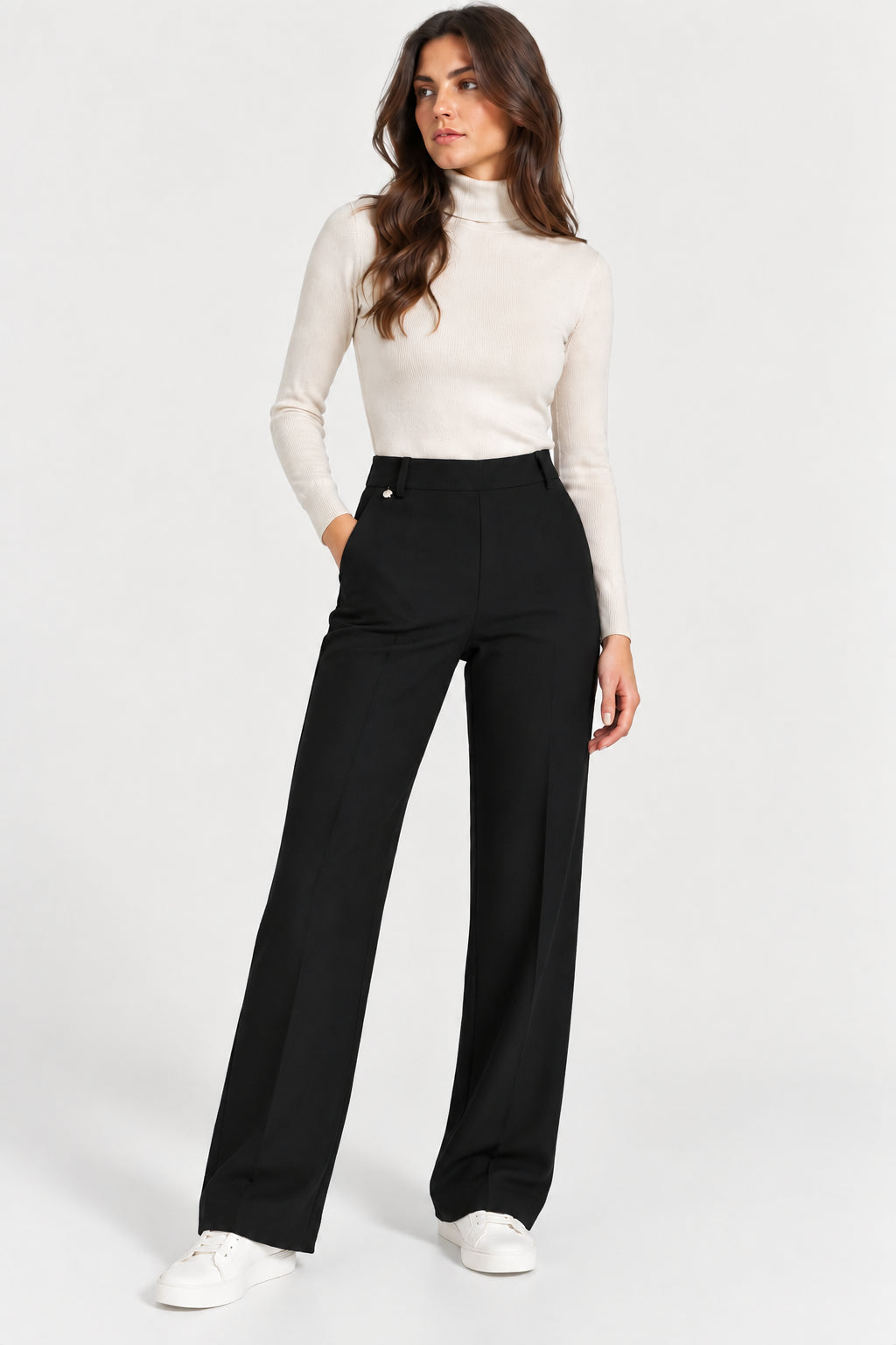 Pantalone ampio Ragno donna Compact vita elasticizzata
