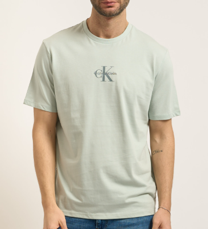 T-shirt uomo Calvin Klein Jeans micro logo cotone girocollo pale meadow