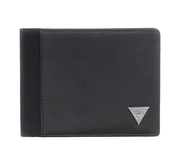 Portafoglio Guess uomo Berna zip saffiano nero compatto