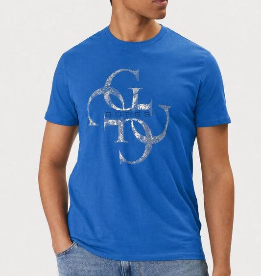 T-shirt uomo Guess logo shimmer 4G cotone