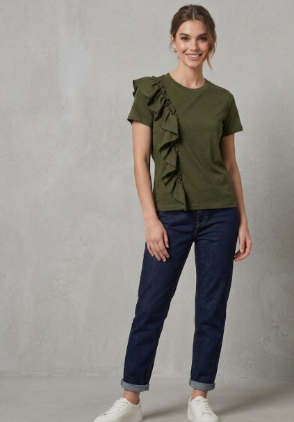 T-shirt donna MARKUP cotone rouches manica corta