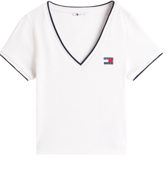 T-shirt Donna Tommy Jeans Slim Badge Cotone PE 2026