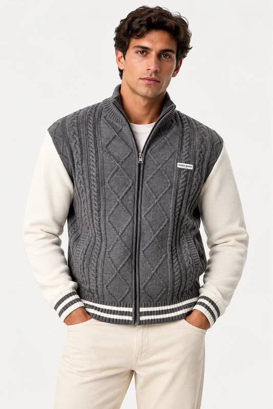 Maglione bomber zip Guess Jeans uomo lana cotone