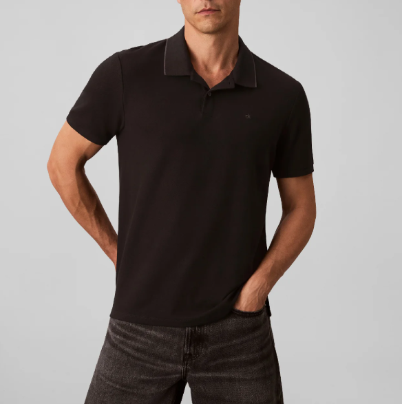 Polo manica corta Calvin Klein uomo in cotone piquet PE 2026 black