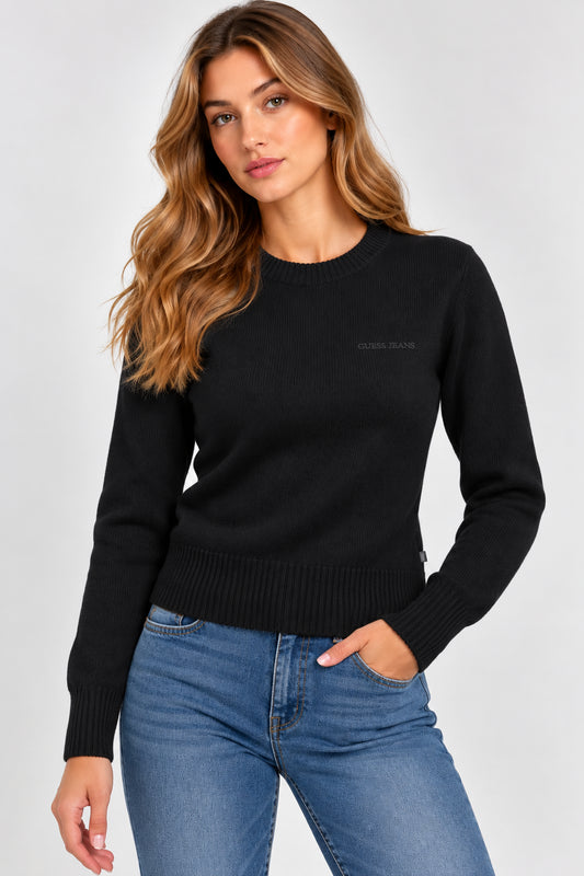 Maglia Guess Jeans donna girocollo logo ricamato