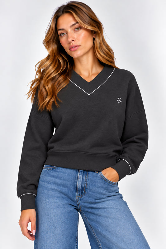 Felpa cropped scollo V scuba donna Guess