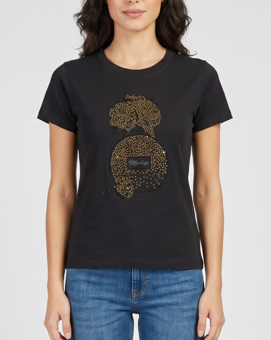 T-shirt donna MARKUP cotone strass manica corta