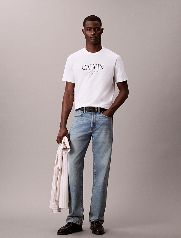 T-shirt uomo con logo Calvin Klein in cotone PE 2026 brillant white