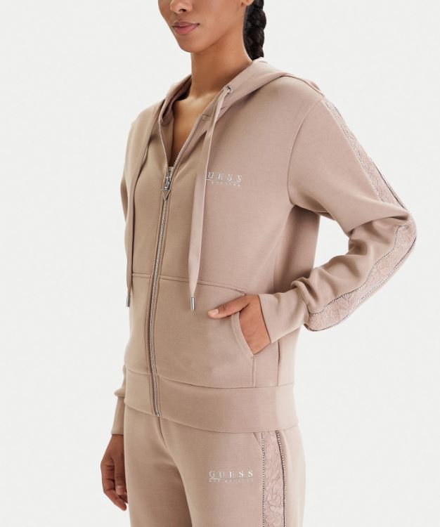 Felpa Guess scuba zip cappuccio donna nero
