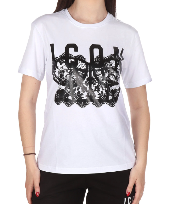 T-shirt donna ICON cotone stampa corsetto manica corta