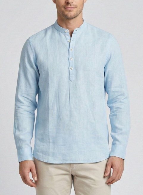 Camicia MARKUP uomo serafino lino manica lunga