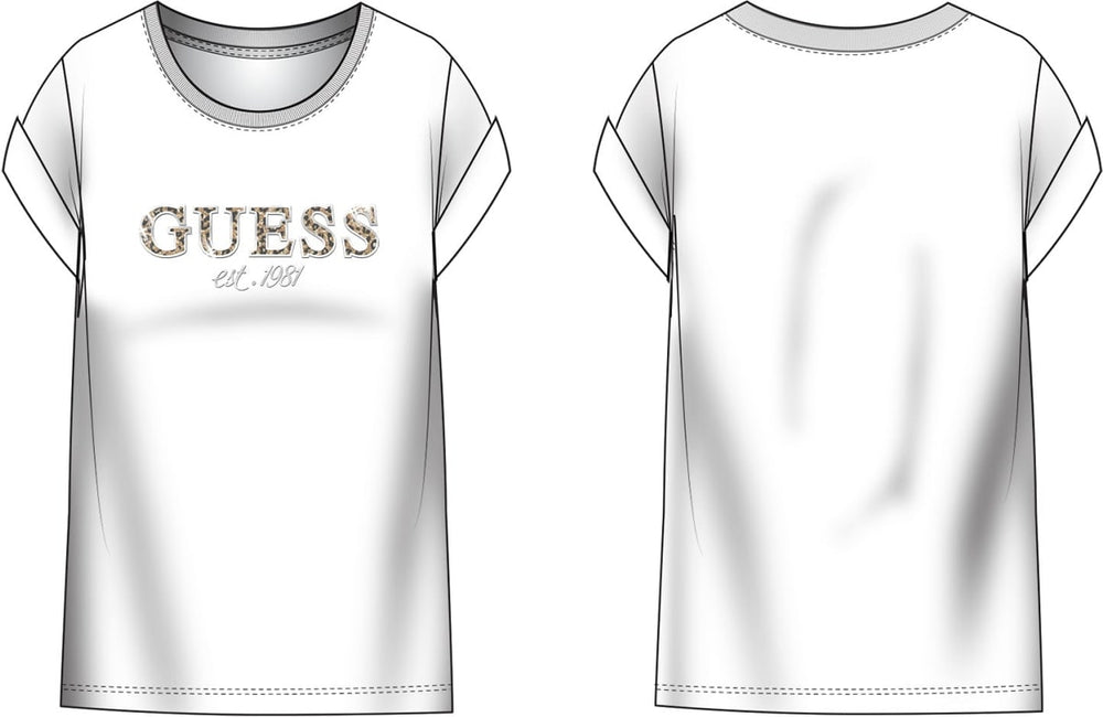 T-shirt Guess donna logo lurex leopardata