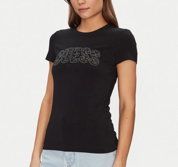 T-shirt Guess donna logo pizzo cotone