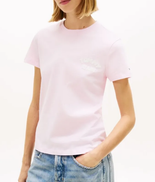 T-shirt Tommy Jeans donna regular fit cotone Pearly Pink