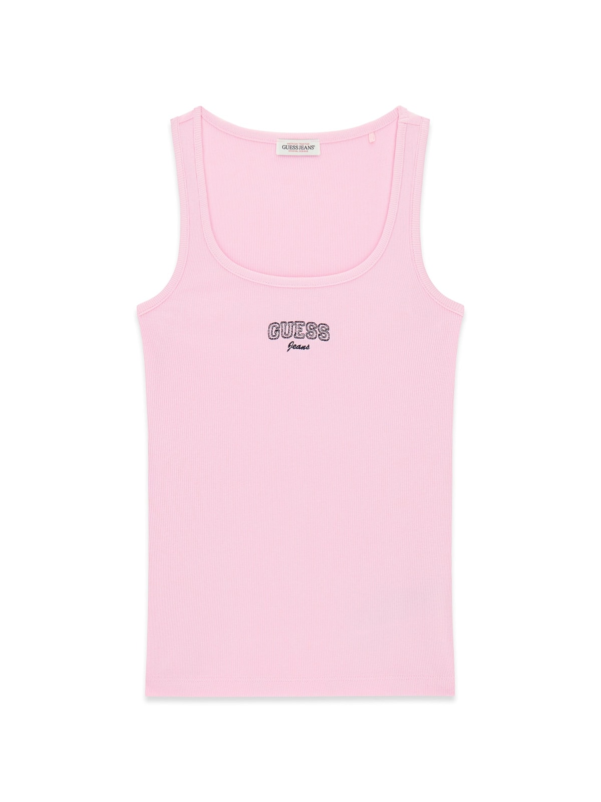 Top Guess Jeans donna slim costina ricamo logo