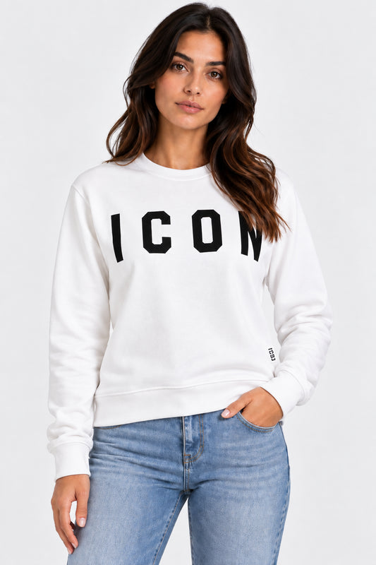 Felpa girocollo Icon donna logo grande cotone