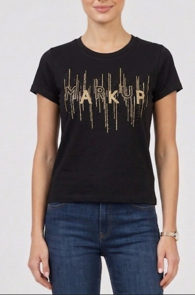 T-shirt donna MARKUP cotone stampa strass manica corta