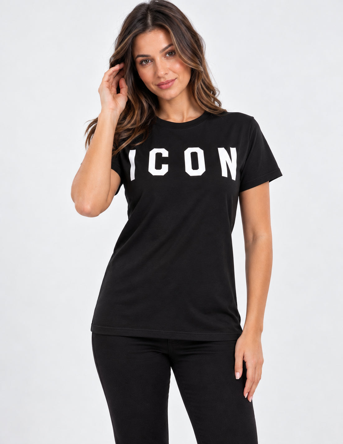 T-shirt Icon donna manica corta logo glitter