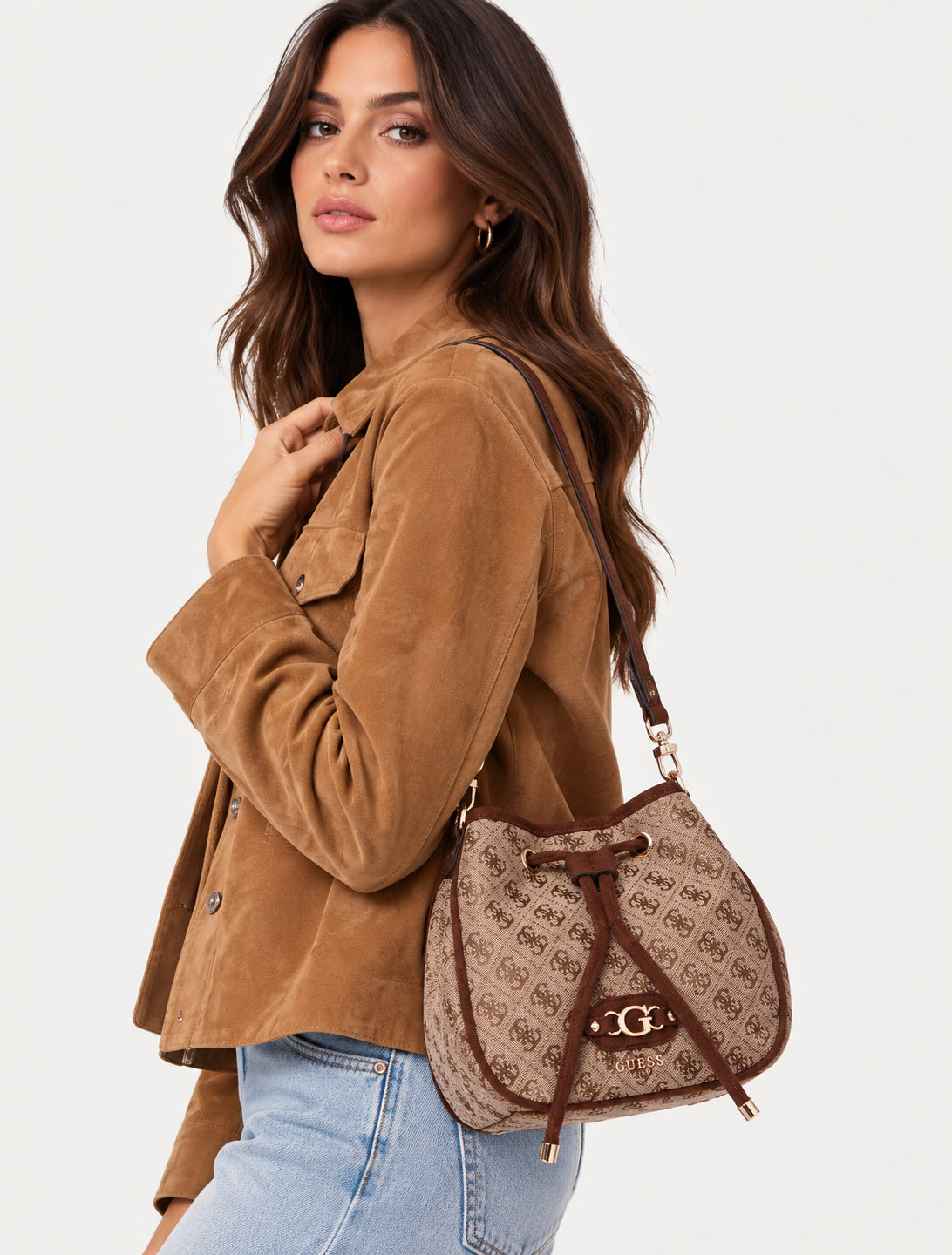 Borsa bucket Guess Samantha mini coulisse donna