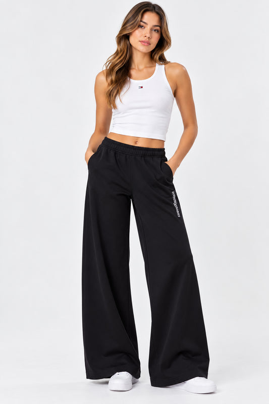Pantaloni Tommy Jeans donna tuta wide leg cotone