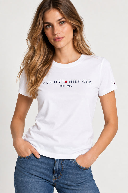 T-shirt Tommy Hilfiger donna logo cotone