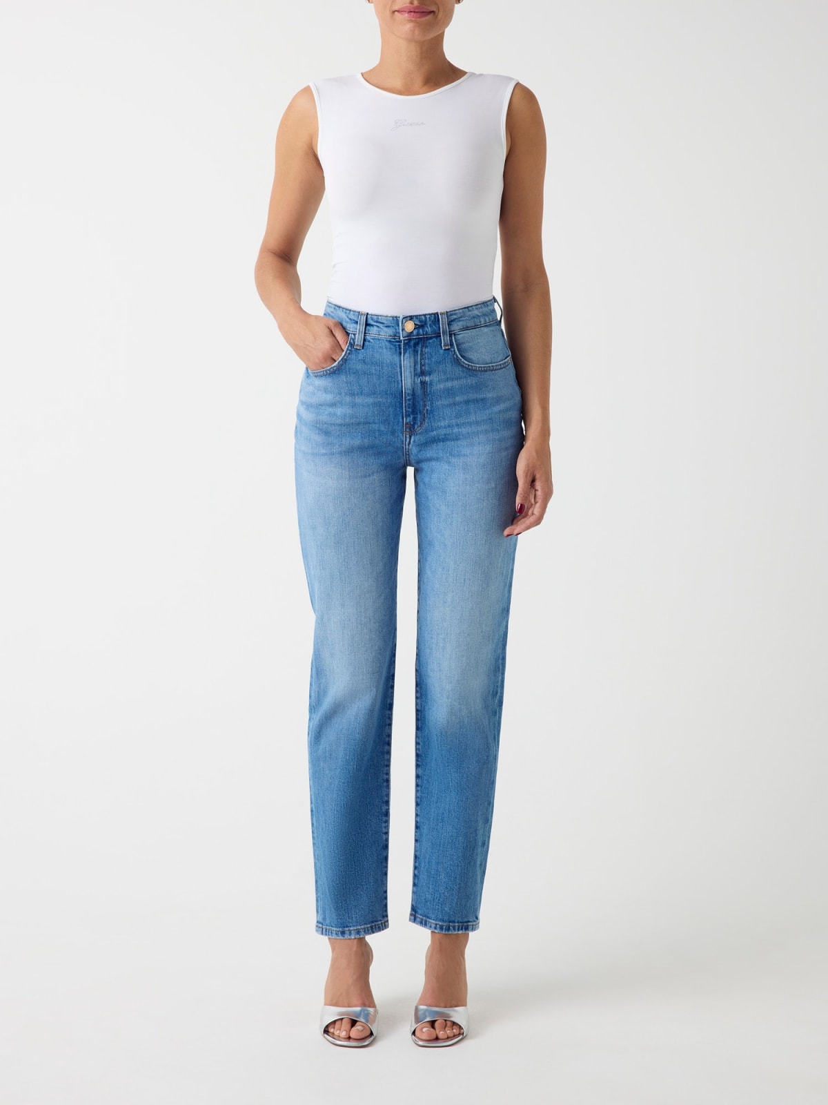 Jeans Guess donna mom fit vita alta denim