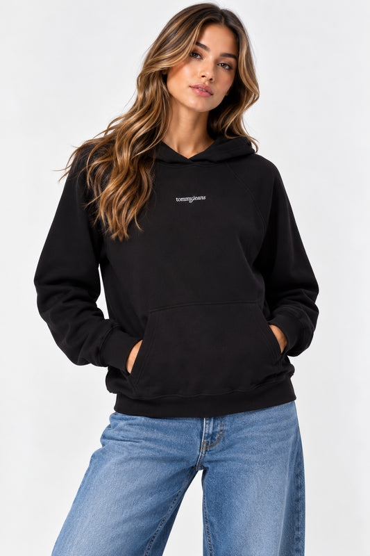 Felpa Tommy Jeans donna cappuccio raglan cotone