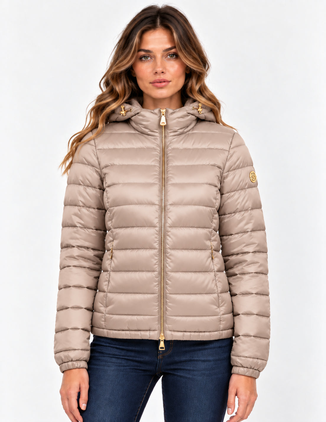 Piumino corto donna MARKUP satin cappuccio