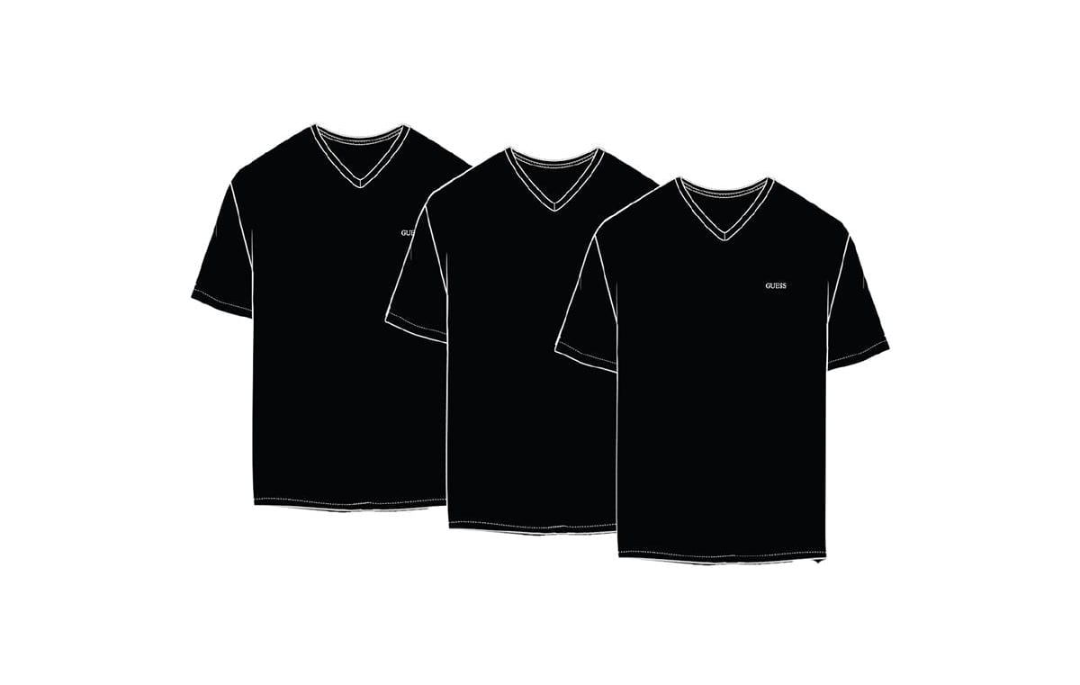 Tris t-shirt intima scollo V uomo Guess cotone