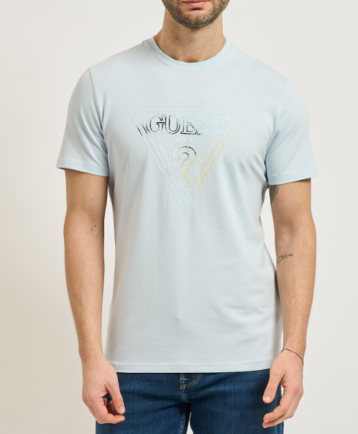 T-shirt Guess uomo logo Triangle HD cotone