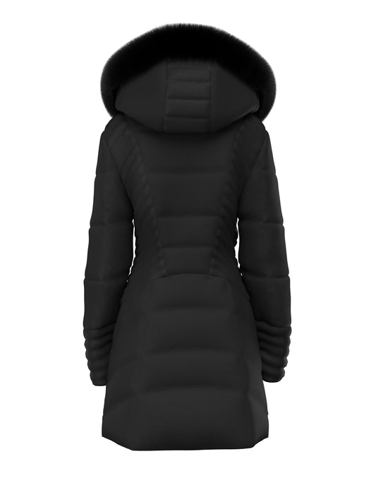 Piumino donna Guess Oxana cappuccio similpelle
