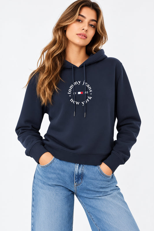 Felpa Tommy Jeans donna cappuccio cotone logo