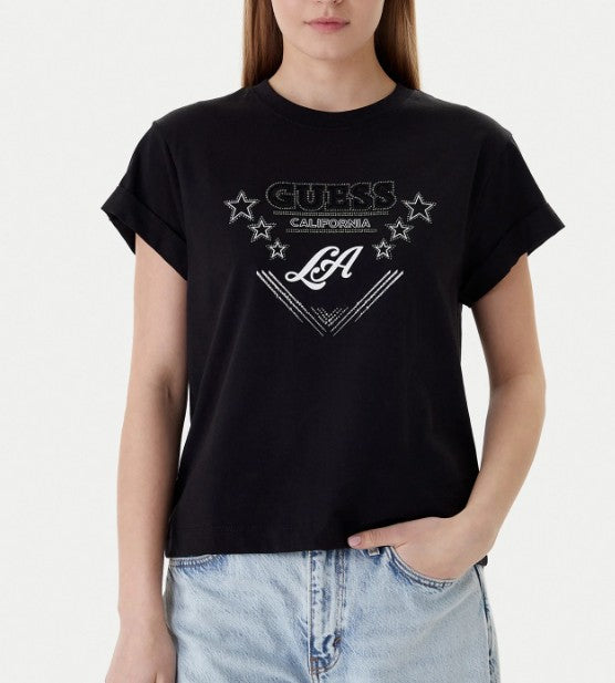 T-shirt Guess donna Stars cotone girocollo