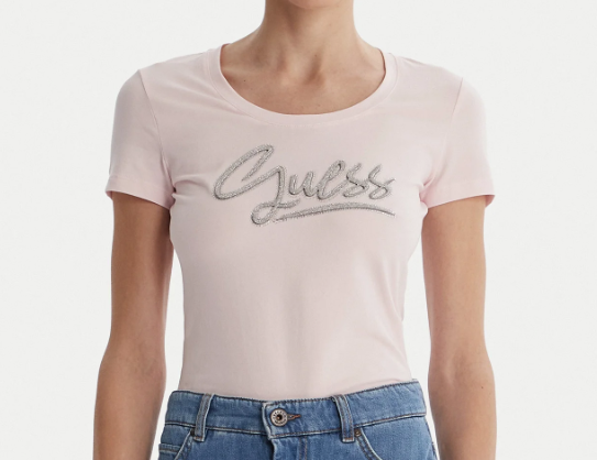 T-shirt Guess donna Script cotone girocollo