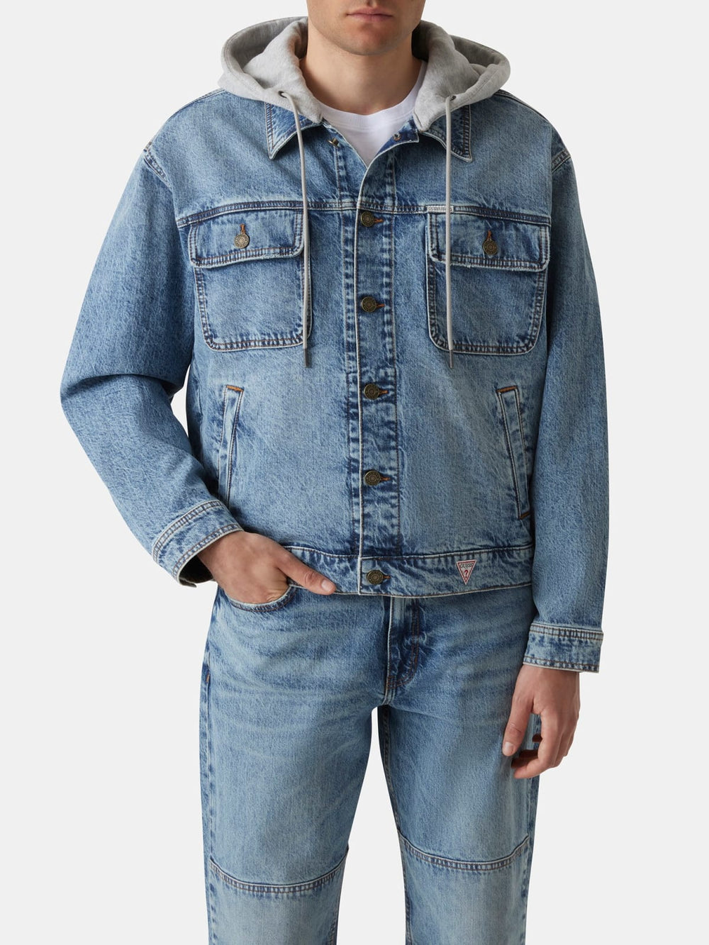 Giubbotto Guess Jeans uomo denim trucker cropped