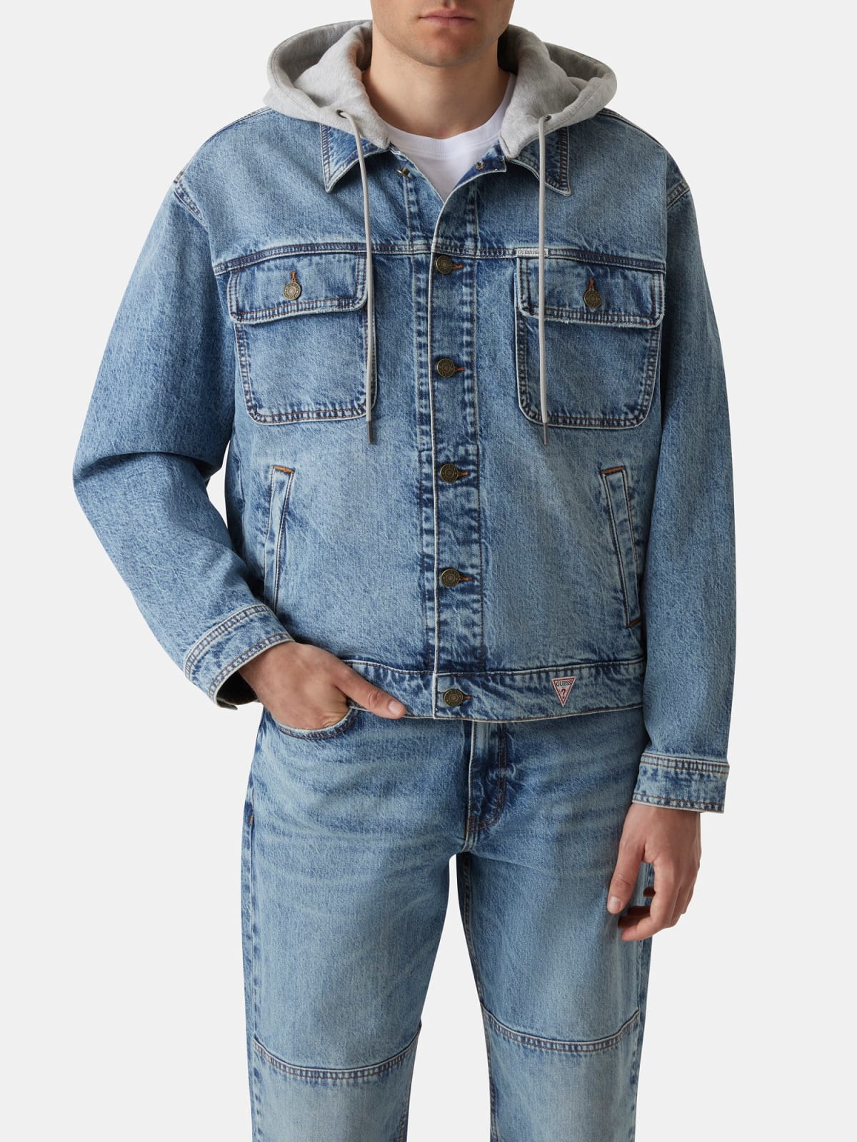 Giubbotto Guess Jeans uomo denim trucker cropped