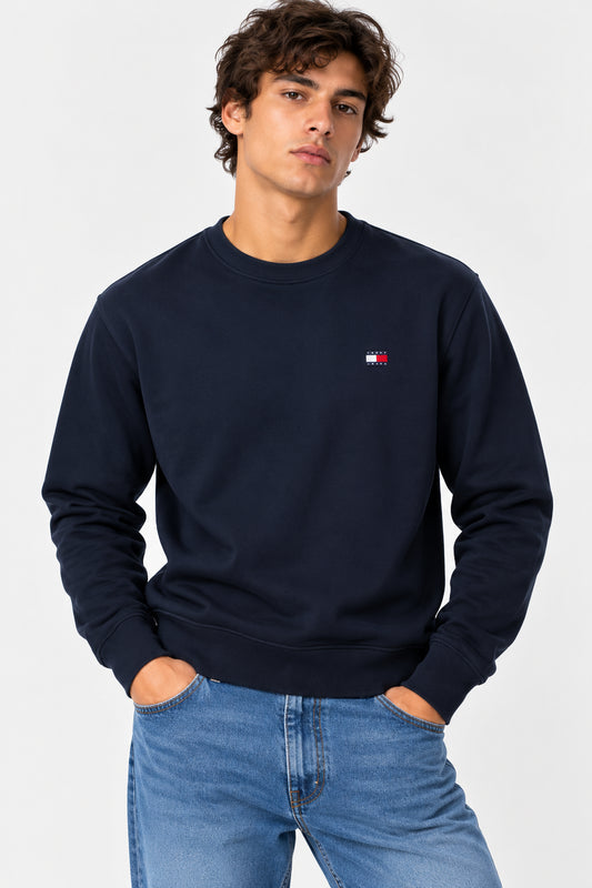 Felpa Tommy Jeans uomo girocollo cotone regular