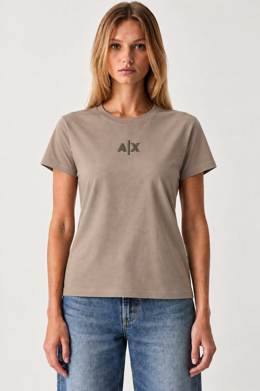 T-shirt donna Armani Exchange cotone logo girocollo