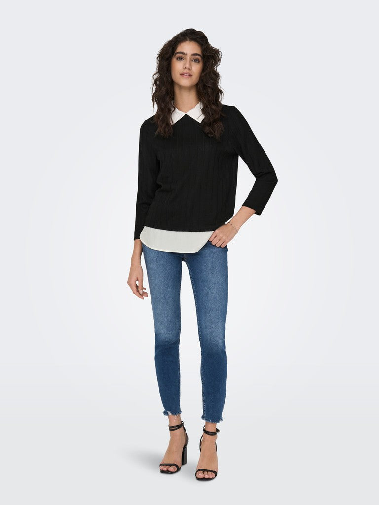 Blusa donna JDY scollo aperto costine