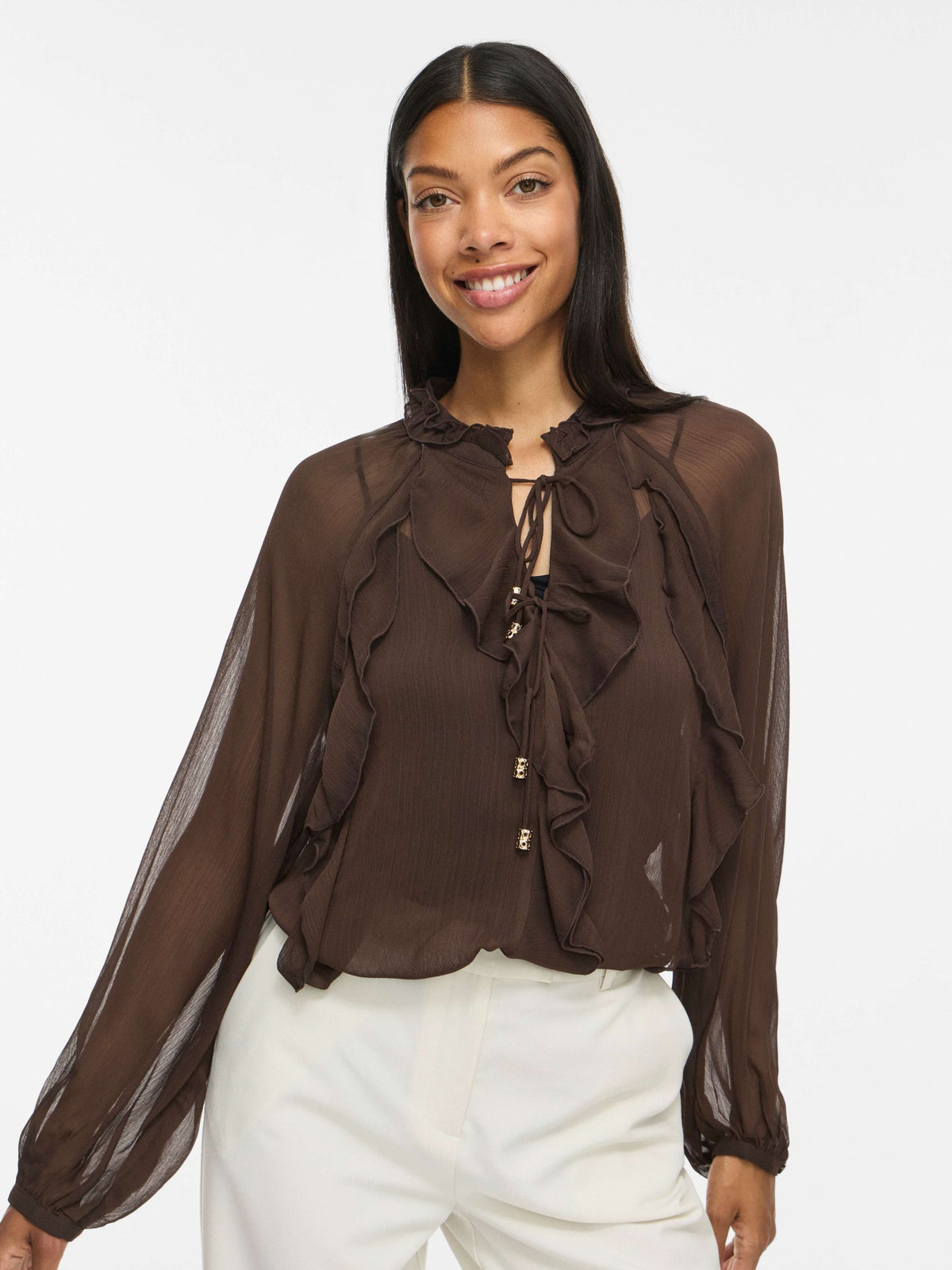 Blusa VILA donna scollo chiuso tessuto fluido