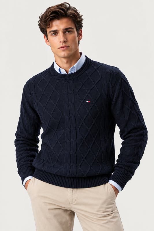 Maglione Tommy Jeans uomo cotone trecce regular
