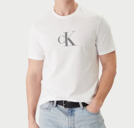 T-shirt Calvin Klein uomo regular fit manica corta logo stampato bright white