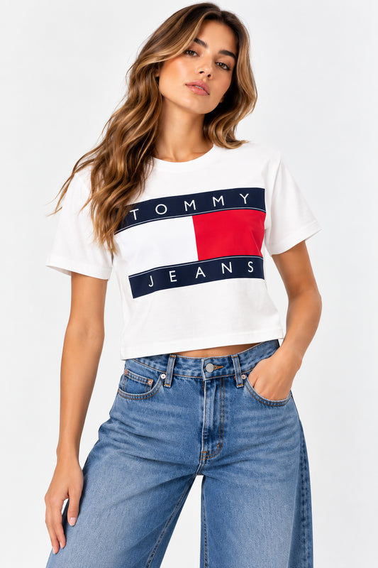 T-shirt Tommy Jeans donna manica corta cotone logo