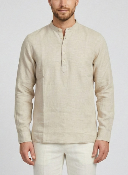 Camicia MARKUP uomo serafino lino manica lunga