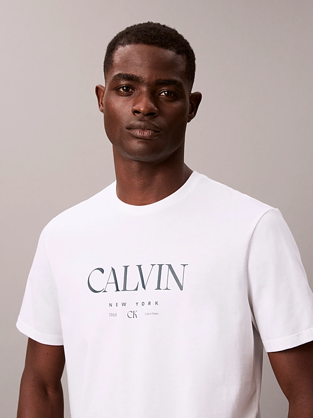 T-shirt uomo con logo Calvin Klein in cotone PE 2026 brillant white