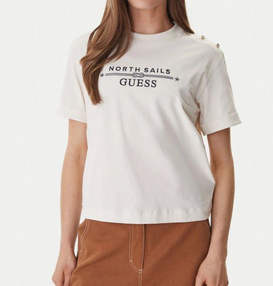 T-shirt Guess Jeans donna logo cotone