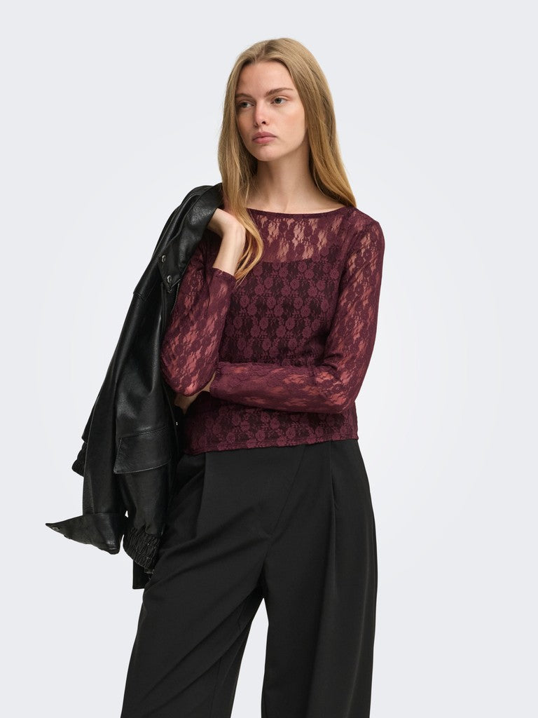 Blusa donna ONLY maglia stretch collo chiuso
